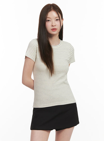 basic-striped-tee-ij527 / Gray