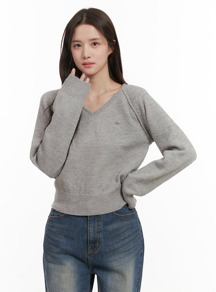 Comfort V-Neck Crop Sweater IJ510