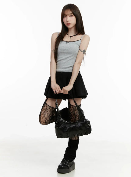 lace-trim-cropped-tank-top-id525 / Gray