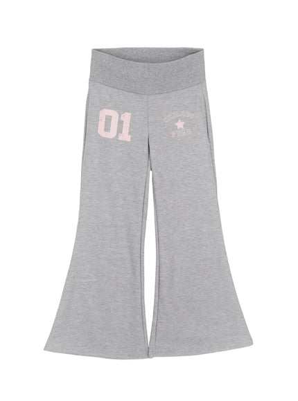 number-graphic-flare-sweatpants-iy504 / Gray