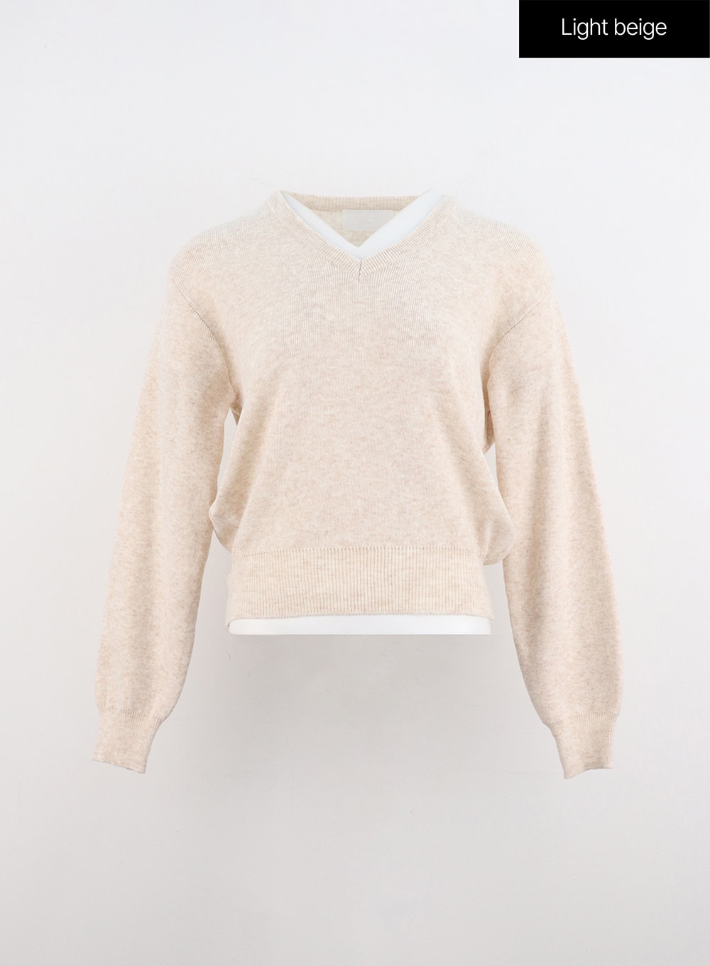 v-neck-sweater-io320 / Light beige