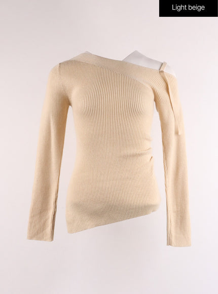 unbalanced-basic-sweater-if402 / Light beige