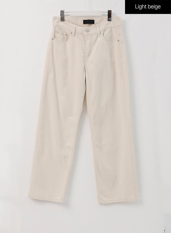 straight-leg-cotton-pants-is327 / Light beige
