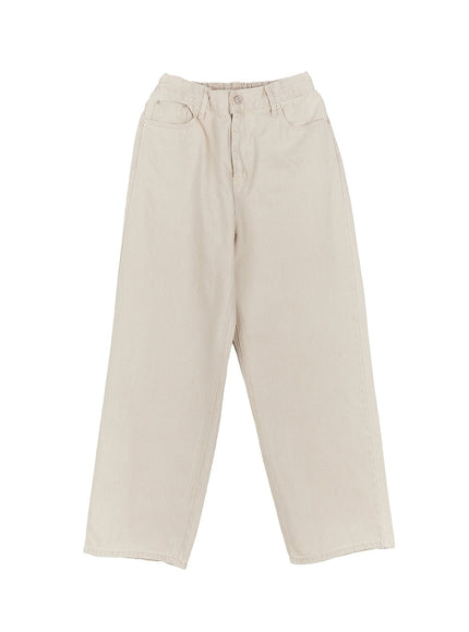 mens-cotton-washed-wide-leg-pants-im527 / Light beige