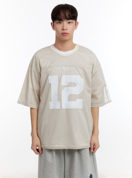 Men's Oversized Graphic Mesh T-Shirt IA504