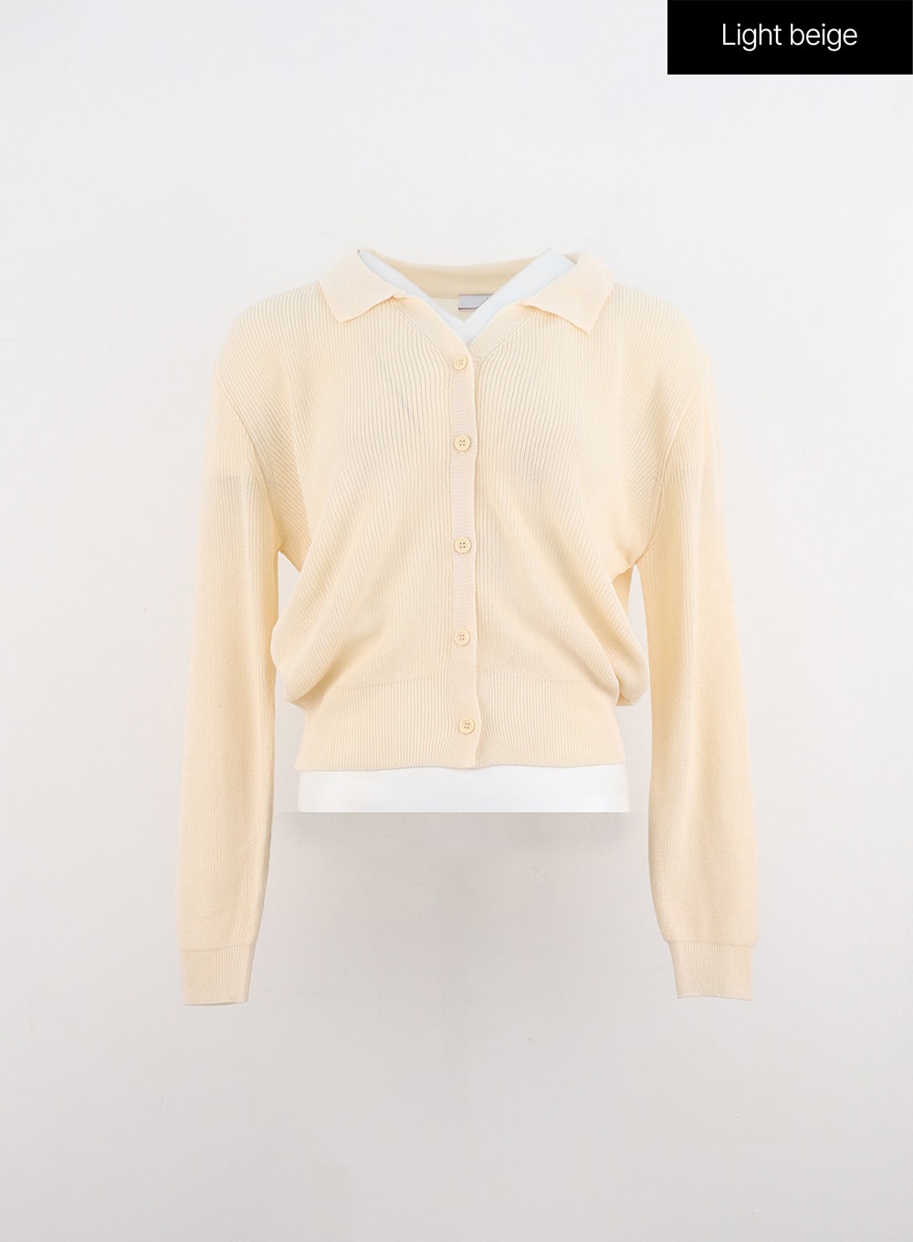 button-down-collar-cardigan-io320 / Light beige