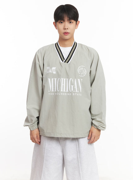 Men's Graphic V-Neck Windbreaker Sweatshirt  IM528