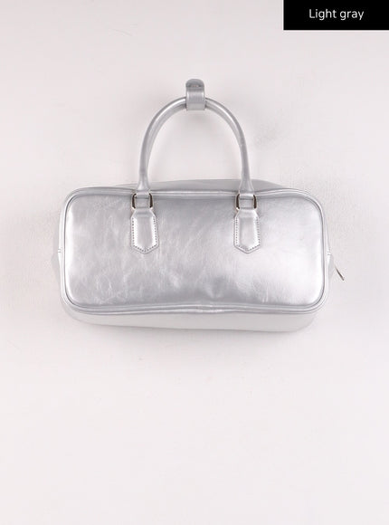 solid-faux-leather-shoulder-bag-ij419 / Light gray