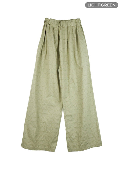 heart-quilted-cotton-wide-pants-is427 / Light green