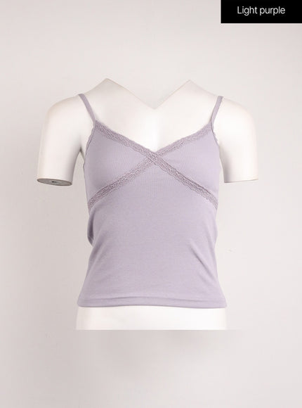 slim-fit-lace-cami-top-ij410 / Light purple