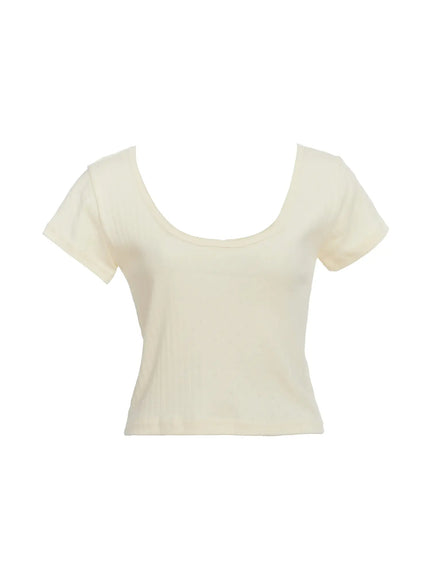 cotton-casual-scoop-tee-ic503 / Light yellow