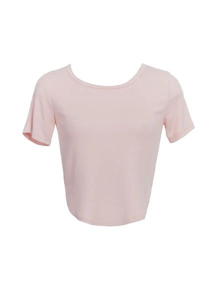 essential-cropped-round-neck-tee-ic503 / Pink