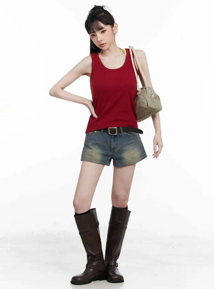 casual-knit-loose-fit-tank-top-iy515 / Red