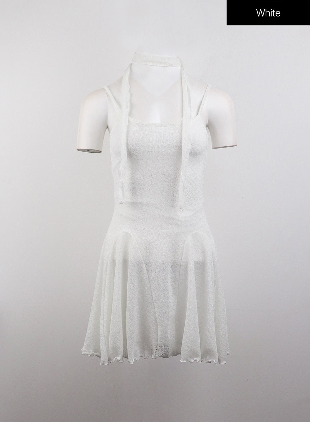 sheer-sleeveless-mini-dress-cj410 / White