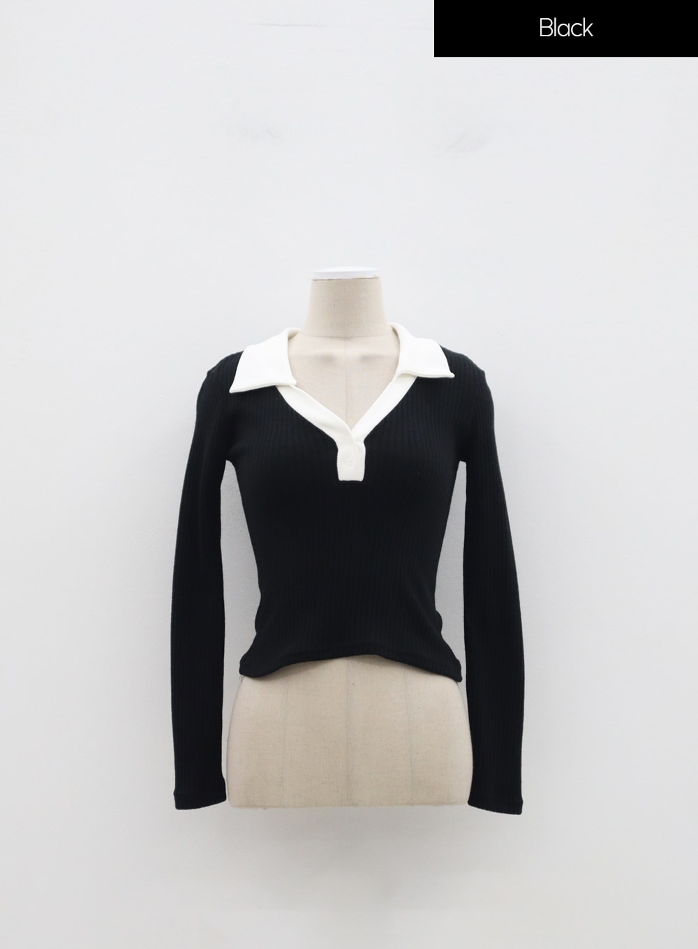 Ribbed Knit V-Neck Top IM323