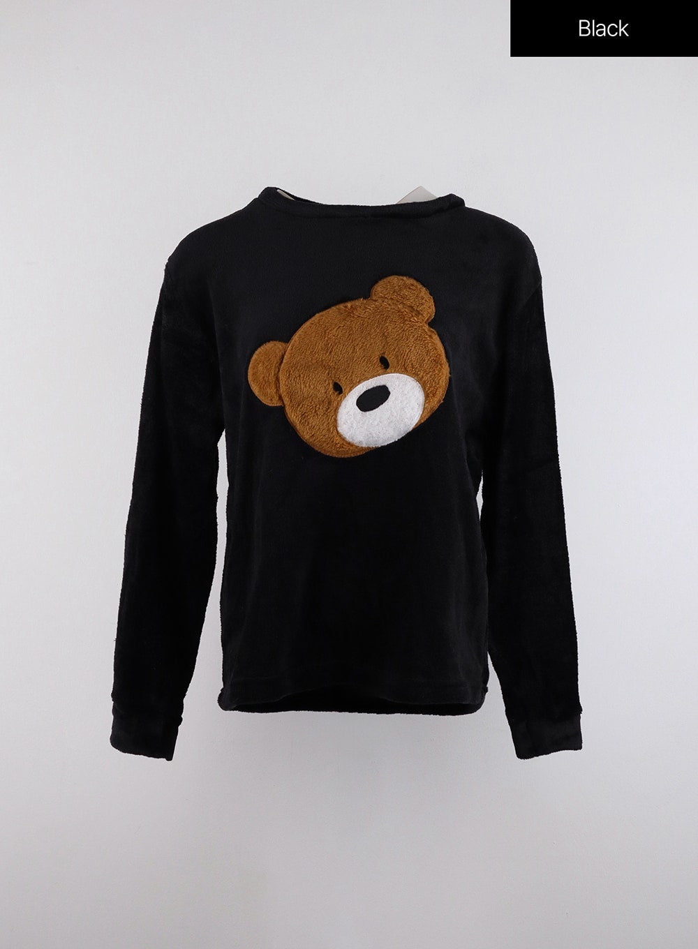 fleece-bear-top-and-elastic-trouser-loungewear-set-id313 / Black