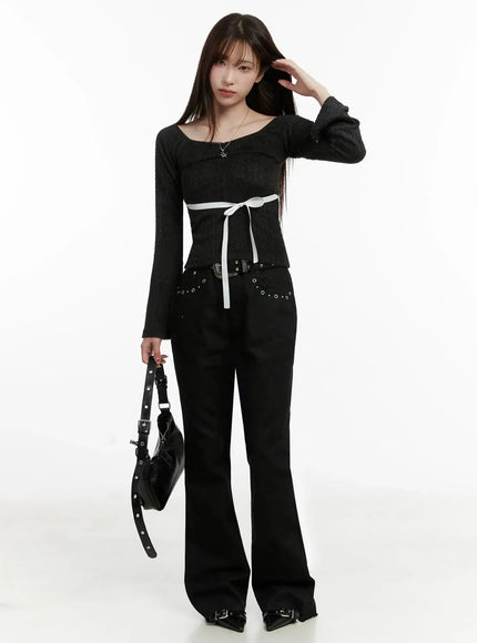 Soft Off-Shoulder Ribbon Top ID525