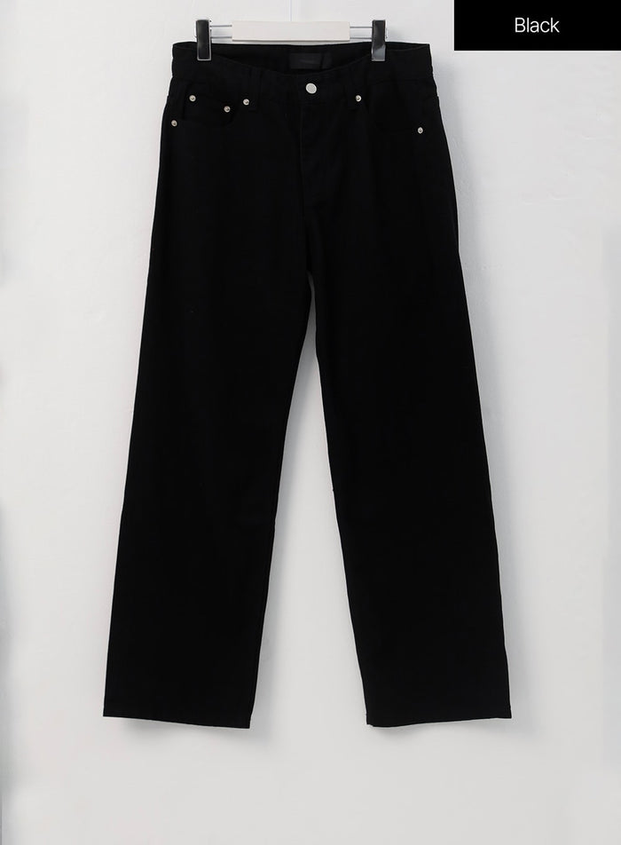 straight-leg-cotton-pants-is327 / Black