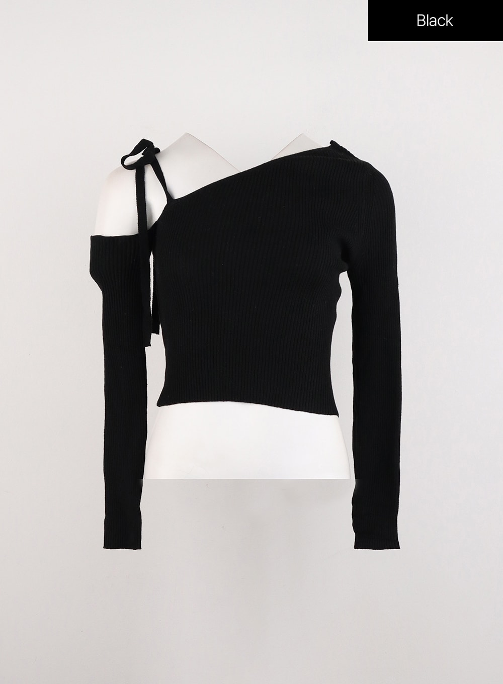 asymmetrical-shoulder-knit-top-id306 / Black