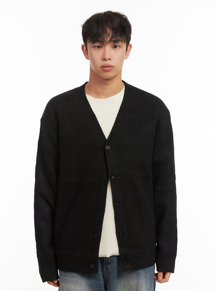 mens-v-neck-buttoned-knit-cardigan-id431 / Black