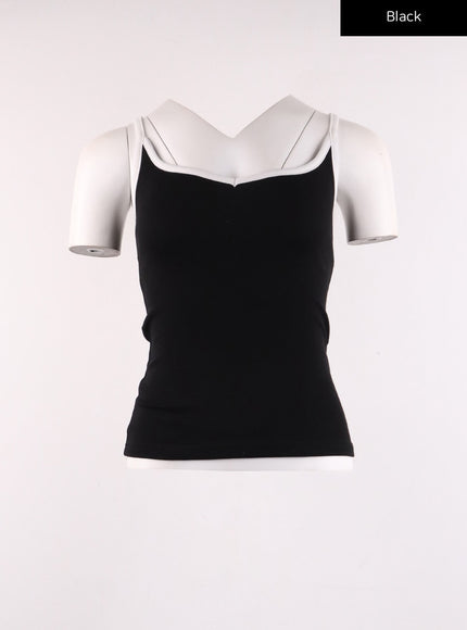 solid-two-tone-camisole-ij430 / Black