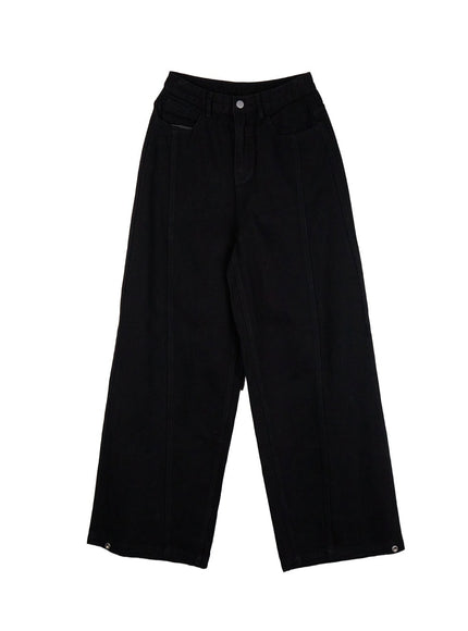 classic-wide-leg-cotton-pants-ij530 / Black