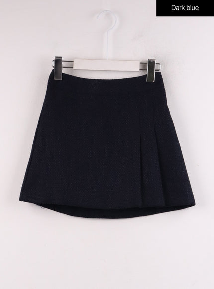 tweed-pleated-mini-skirt-if402 / Dark blue