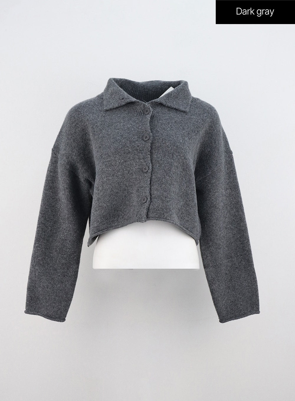 collar-crop-cardigan-in314 / Dark gray