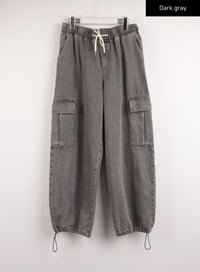 mid-waist-banding-solid-straight-pants-ij411 / Dark gray