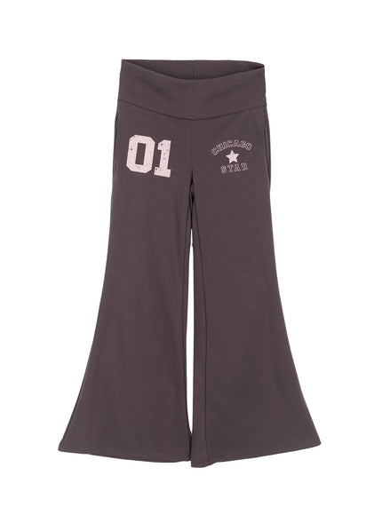 number-graphic-flare-sweatpants-iy504 / Dark gray
