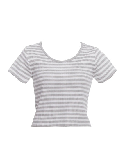 casual-striped-knit-t-shirt-ic503 / Gray