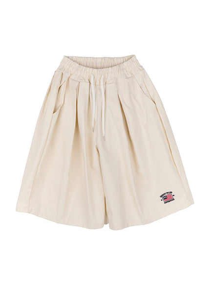 mens-custom-embroidered-sweat-shorts-iu518 / Light beige