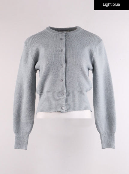 round-neck-buttoned-cardigan-if402 / Light blue