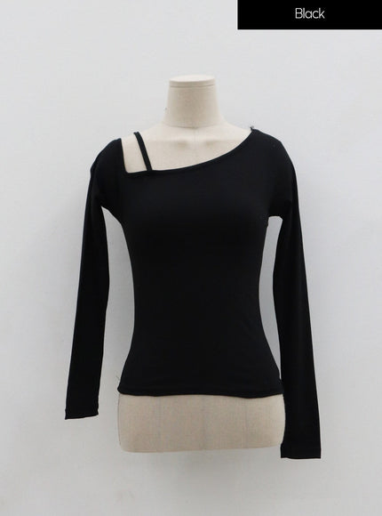 Unbalance Thin Strap Off-Shoulder T-Shirt IO24