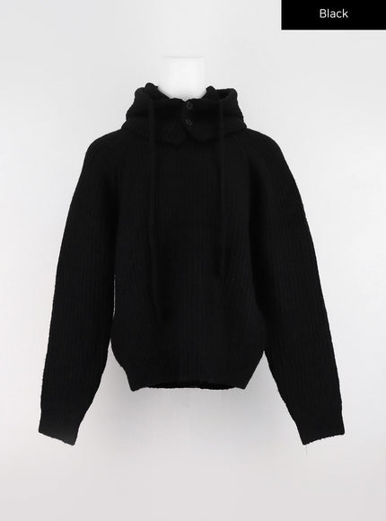 chunky-sweater-and-balaclava-set-io324 / Black