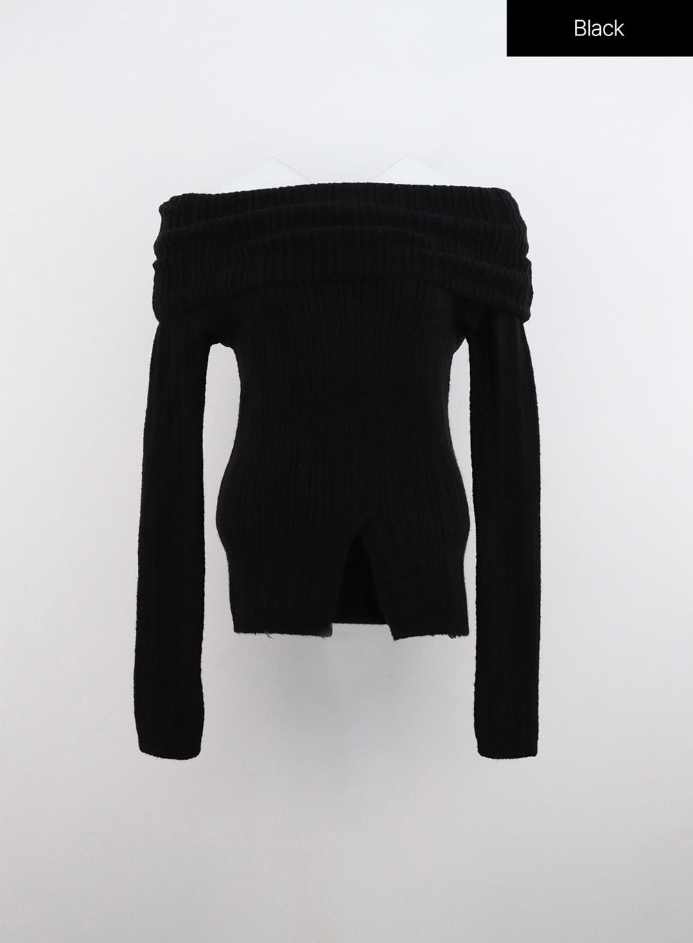 off-shoulder-rib-sweater-io320 / Black