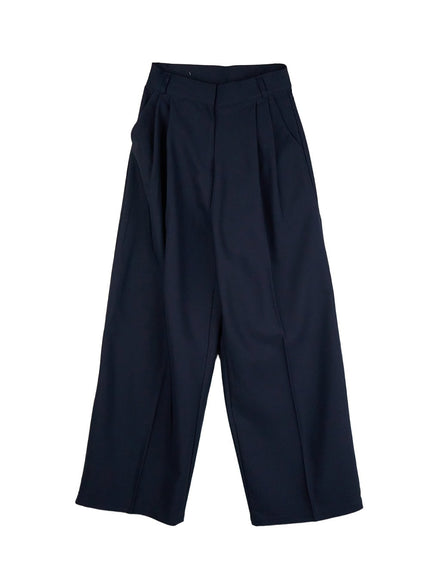 classic-pintuck-wide-fit-slacks-ij527 / Dark blue