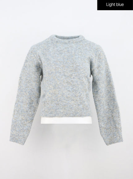 crew-neck-knit-sweater-in308 / Light blue
