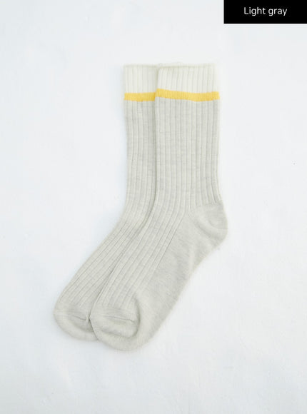 color-block-knit-socks-in316 / Light gray