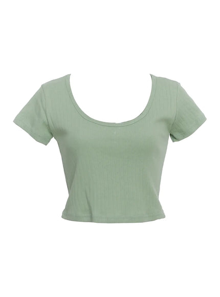 cotton-casual-scoop-tee-ic503 / Light green