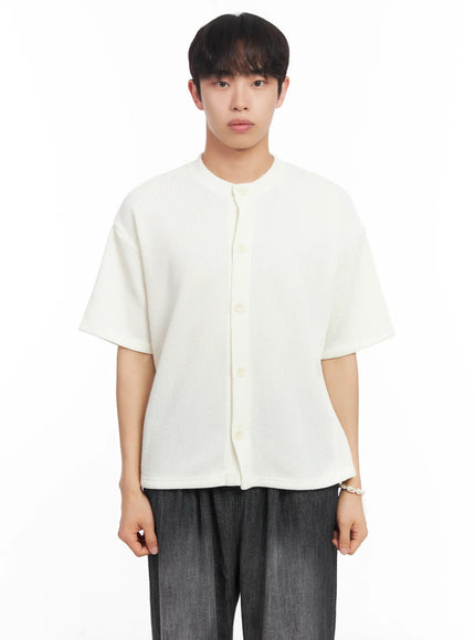 mens-short-sleeve-buttoned-sweater-iu518 / White