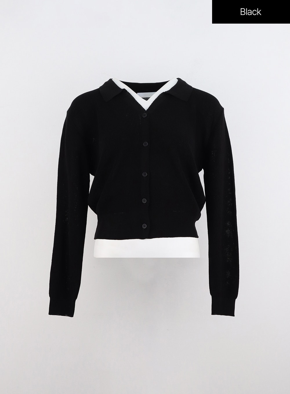 button-down-collar-cardigan-io320 / Black
