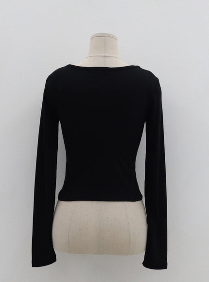 Square Neck Crop Long Sleeve T-Shirt IS05