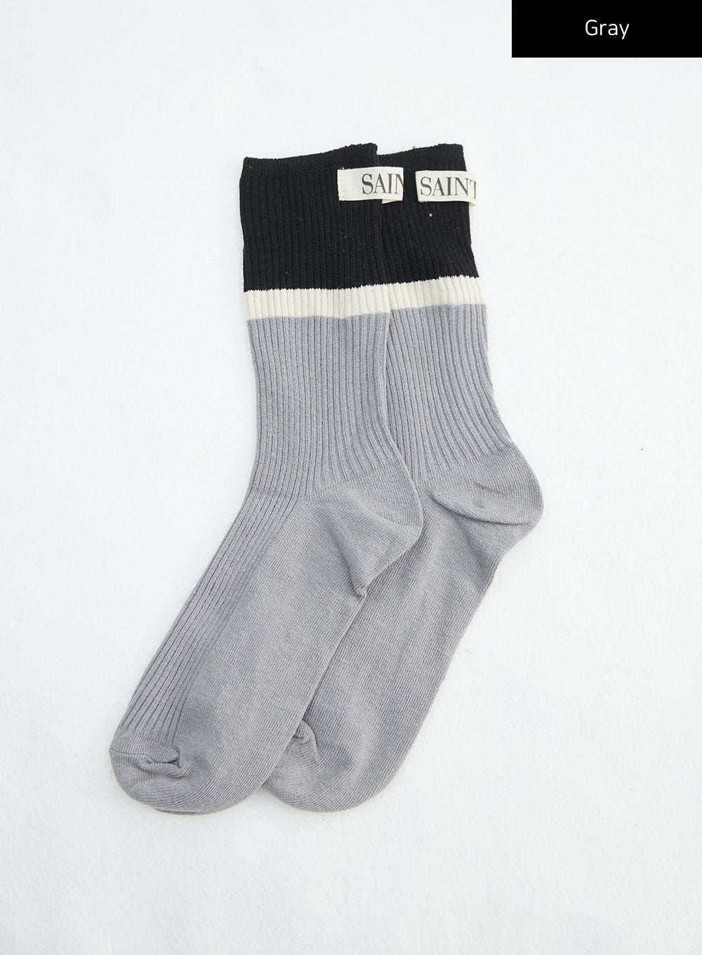 color-block-ribbed-knit-socks-in316 / Gray