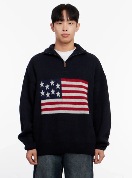 mens-flag-graphic-half-zip-sweater-io528