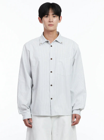 mens-simple-striped-button-up-shirt-ij521