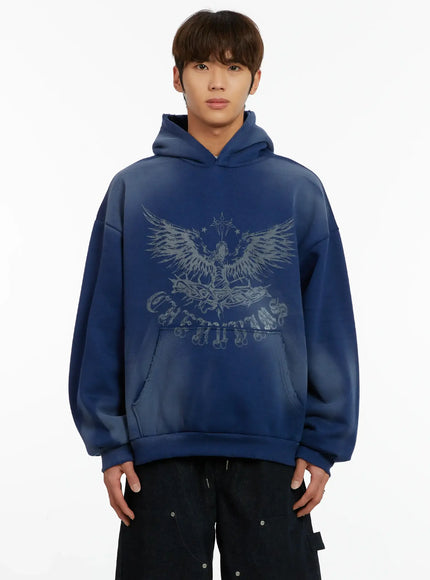 Men's Graphic Washed Fleece Hoodie ID523