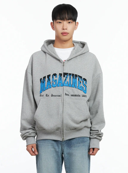 Men's Graphic Magazine Zip-Up Hoodie IN518