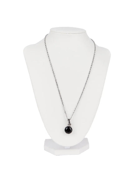 black-stone-chain-necklace-id502