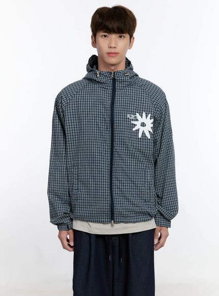 Men's Checkered Windbreaker Jacket IS529